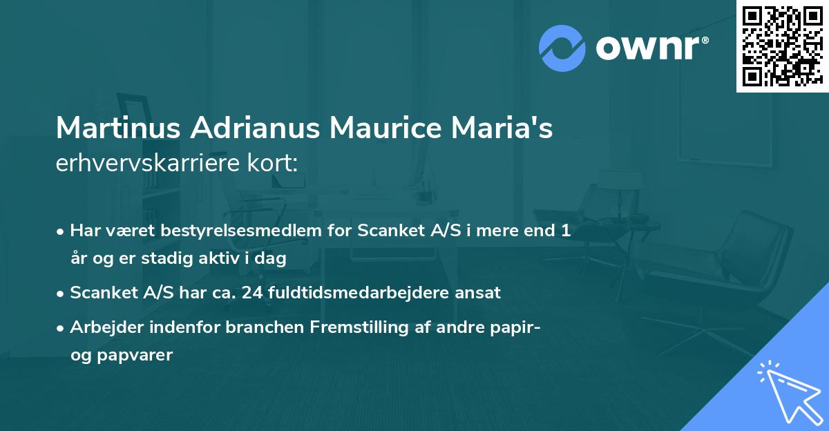 Martinus Adrianus Maurice Maria's erhvervskarriere kort