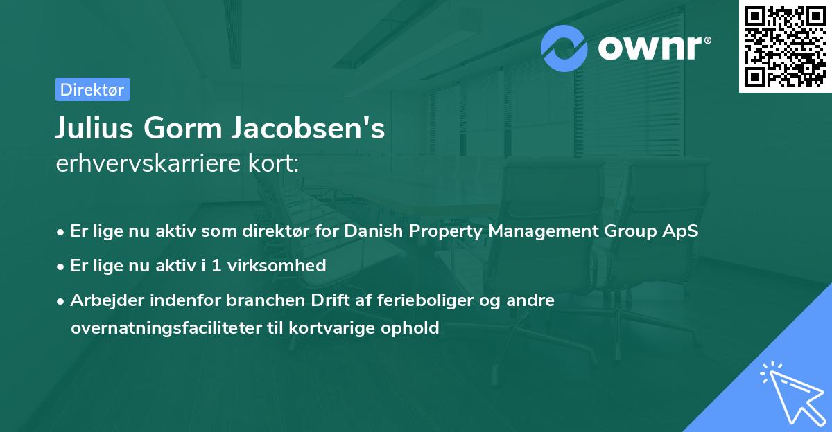 Julius Gorm Jacobsen's erhvervskarriere kort