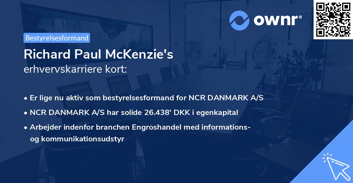 Richard Paul McKenzie's erhvervskarriere kort