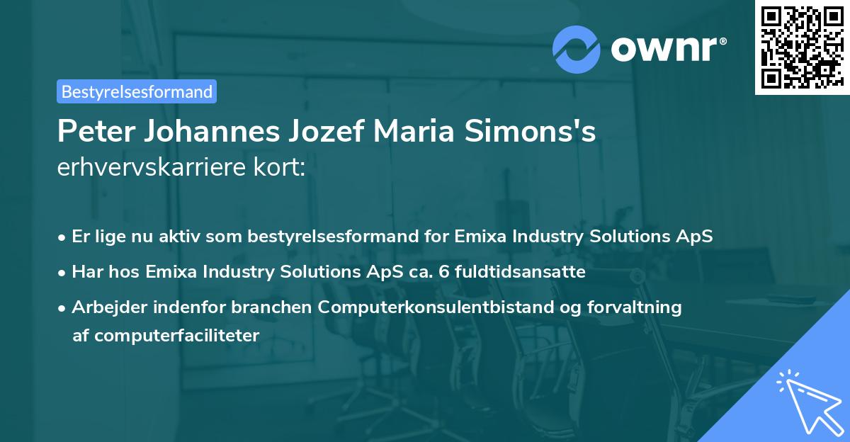 Peter Johannes Jozef Maria Simons's erhvervskarriere kort