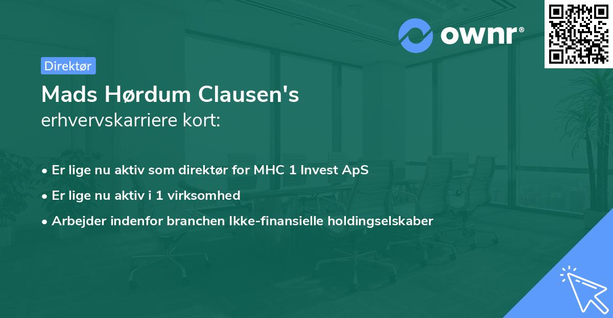 Mads Hørdum Clausen's erhvervskarriere kort