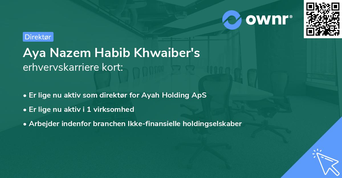 Aya Nazem Habib Khwaiber's erhvervskarriere kort