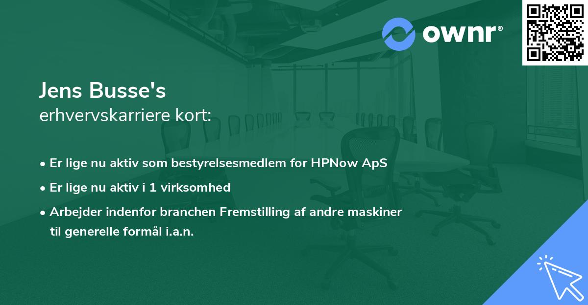 Jens Busse's erhvervskarriere kort
