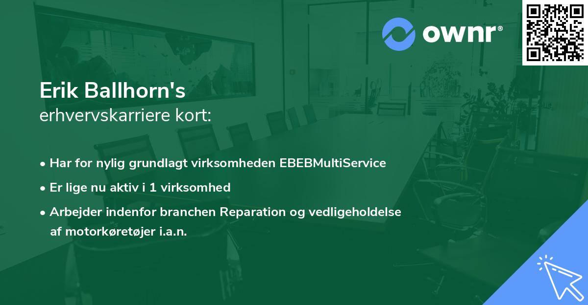 Erik Ballhorn's erhvervskarriere kort