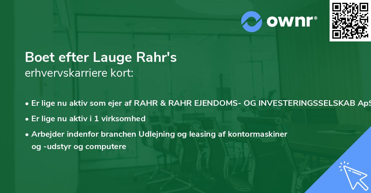 Boet efter Lauge Rahr's erhvervskarriere kort