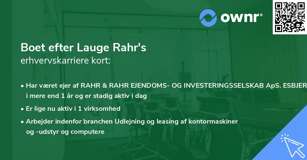Boet efter Lauge Rahr's erhvervskarriere kort