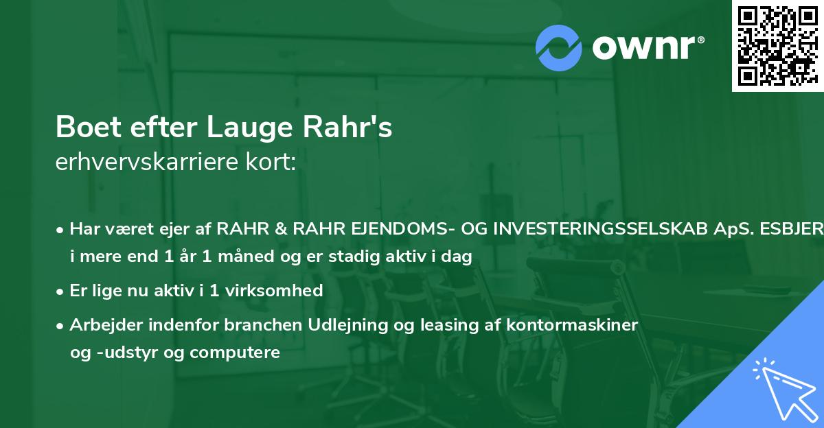 Boet efter Lauge Rahr's erhvervskarriere kort