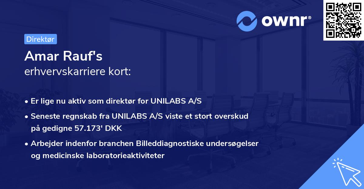 Amar Rauf's erhvervskarriere kort