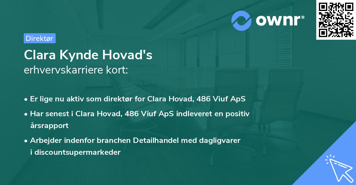 Clara Kynde Hovad's erhvervskarriere kort