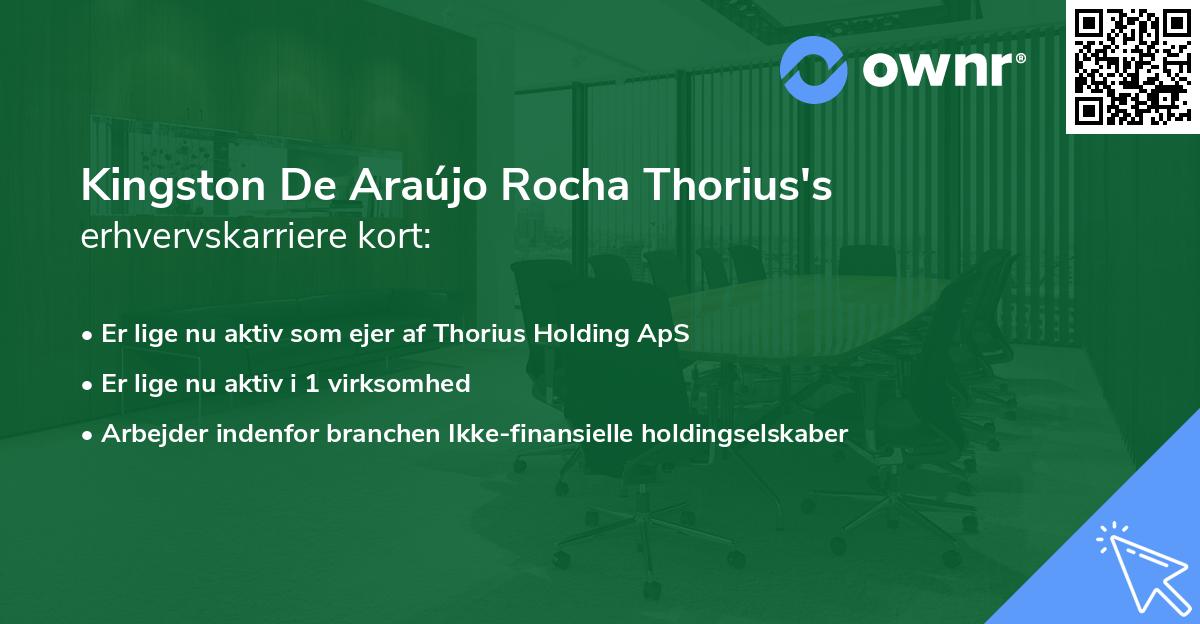 Kingston De Araújo Rocha Thorius's erhvervskarriere kort