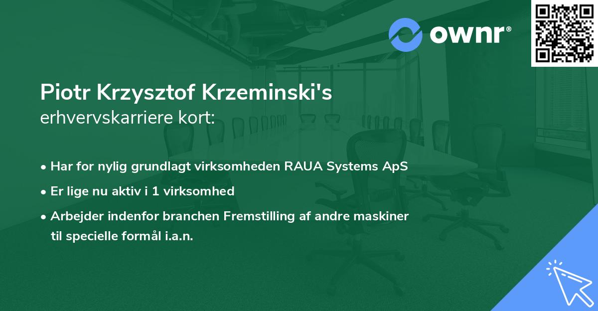 Piotr Krzysztof Krzeminski's erhvervskarriere kort