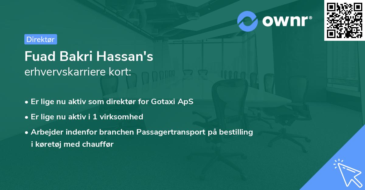 Fuad Bakri Hassan's erhvervskarriere kort