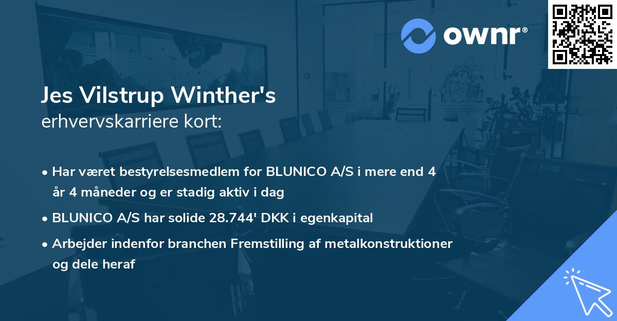 Jes Vilstrup Winther's erhvervskarriere kort