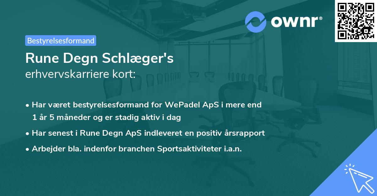 Rune Degn Schlæger's erhvervskarriere kort