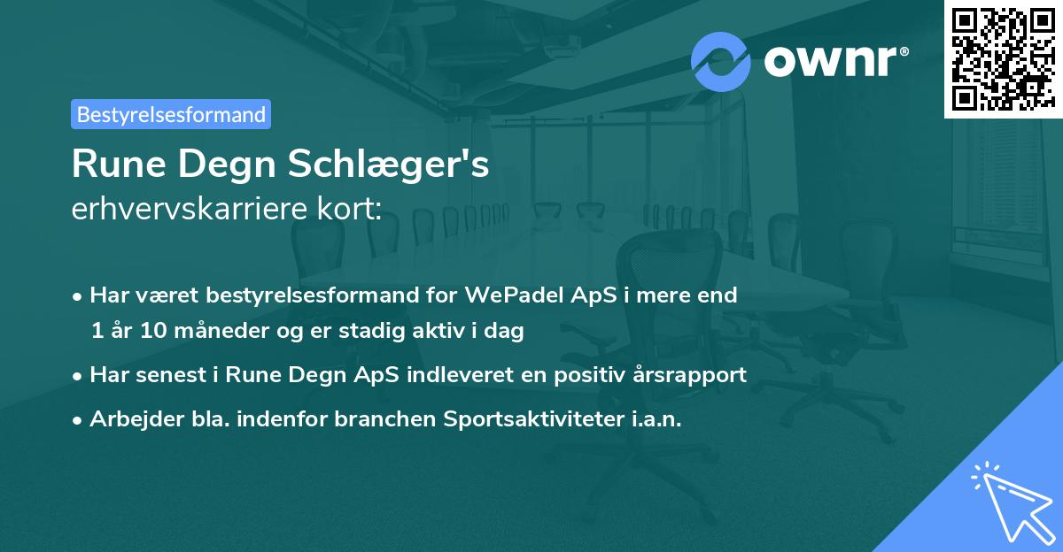 Rune Degn Schlæger's erhvervskarriere kort