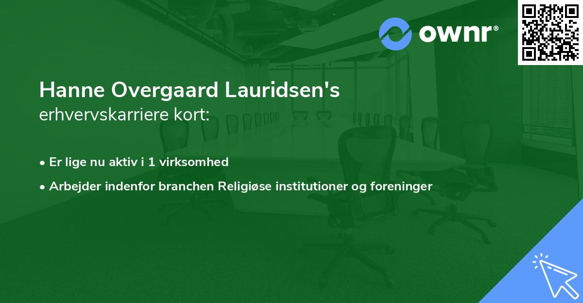 Hanne Overgaard Lauridsen's erhvervskarriere kort