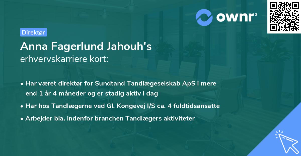 Anna Fagerlund Jahouh's erhvervskarriere kort