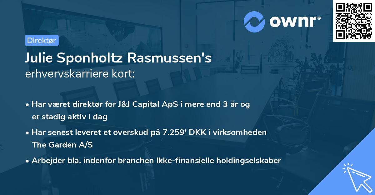 Julie Sponholtz Rasmussen's erhvervskarriere kort
