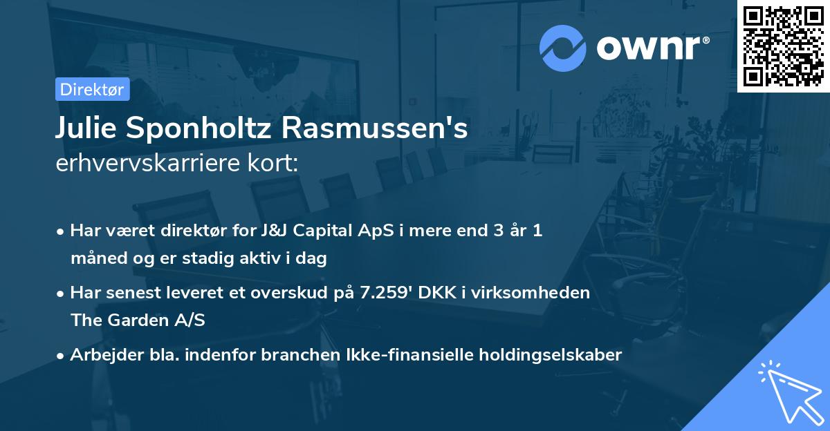 Julie Sponholtz Rasmussen's erhvervskarriere kort
