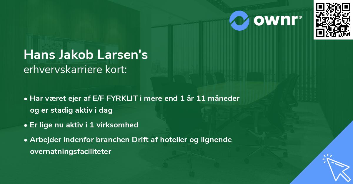Hans Jakob Larsen's erhvervskarriere kort