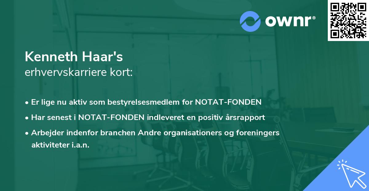 Kenneth Haar's erhvervskarriere kort
