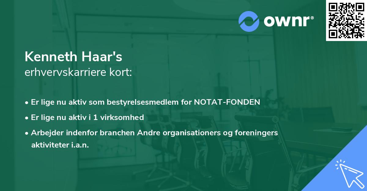 Kenneth Haar's erhvervskarriere kort