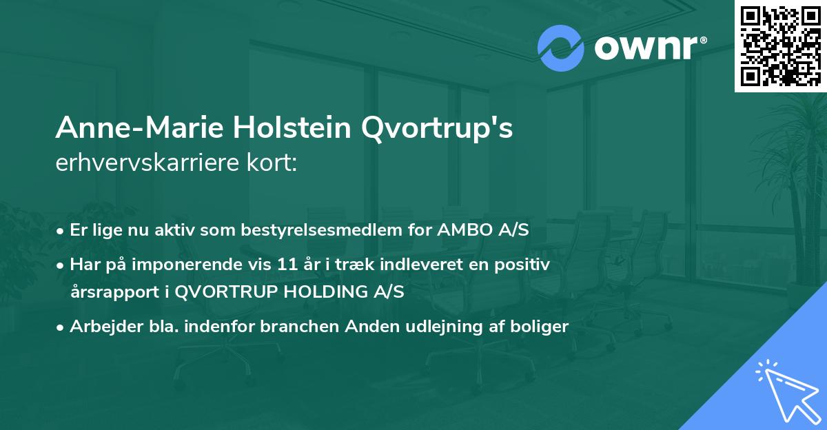 Anne-Marie Holstein Qvortrup's erhvervskarriere kort
