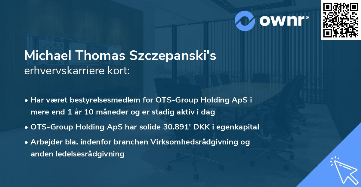 Michael Thomas Szczepanski's erhvervskarriere kort