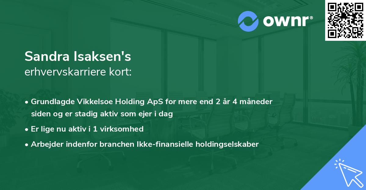Sandra Isaksen's erhvervskarriere kort