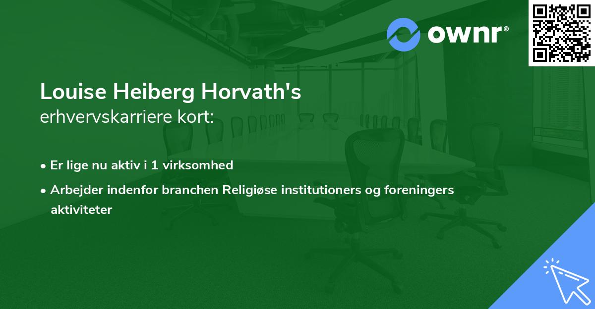 Louise Heiberg Horvath's erhvervskarriere kort