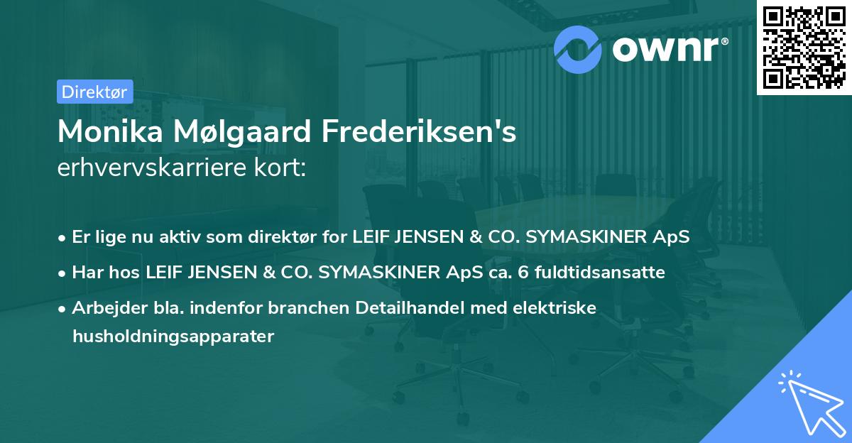 Monika Mølgaard Frederiksen's erhvervskarriere kort