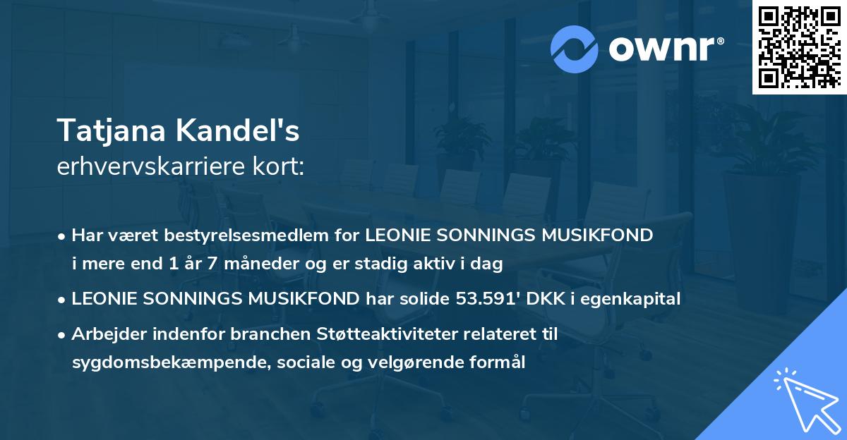 Tatjana Kandel's erhvervskarriere kort