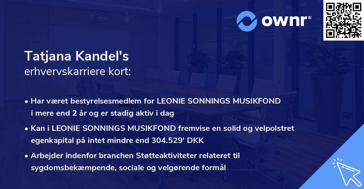 Tatjana Kandel's erhvervskarriere kort