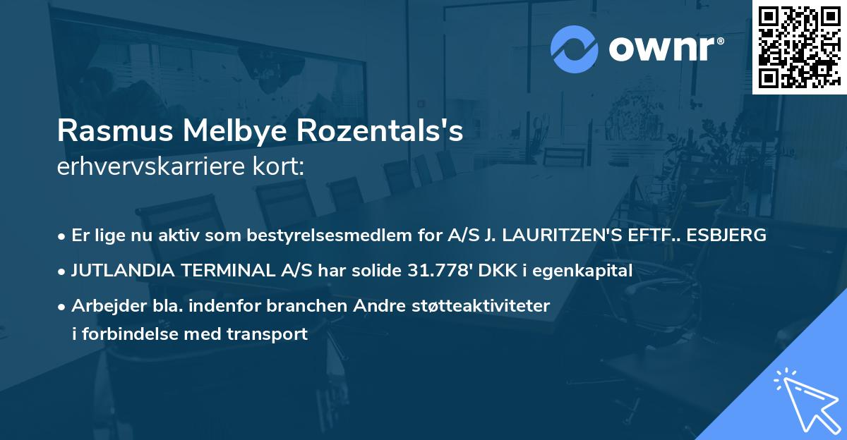 Rasmus Melbye Rozentals's erhvervskarriere kort