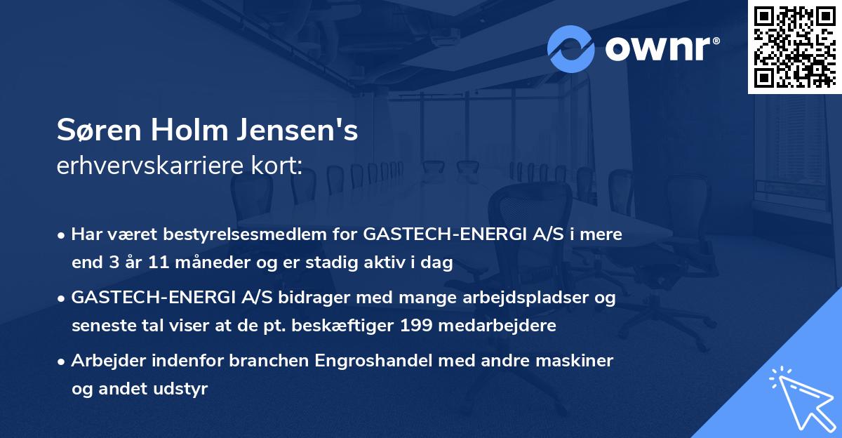 Søren Holm Jensen's erhvervskarriere kort
