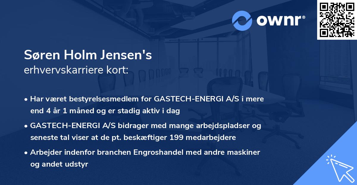 Søren Holm Jensen's erhvervskarriere kort