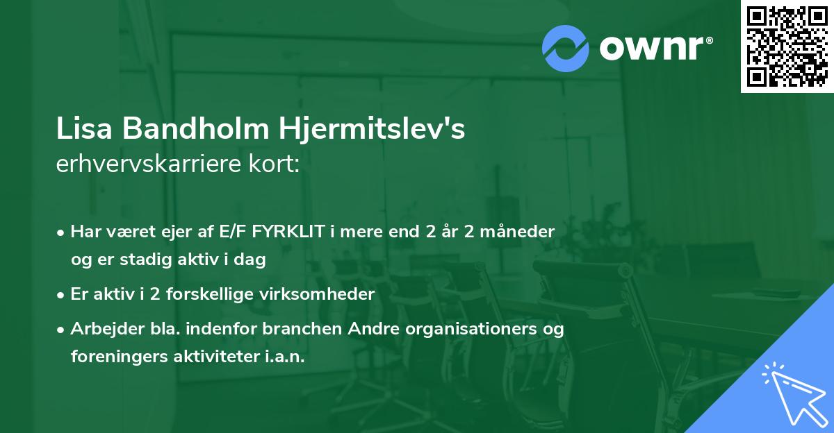 Lisa Bandholm Hjermitslev's erhvervskarriere kort