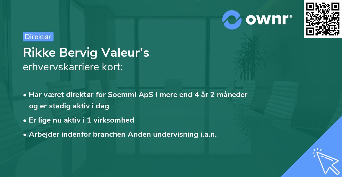Rikke Bervig Valeur's erhvervskarriere kort