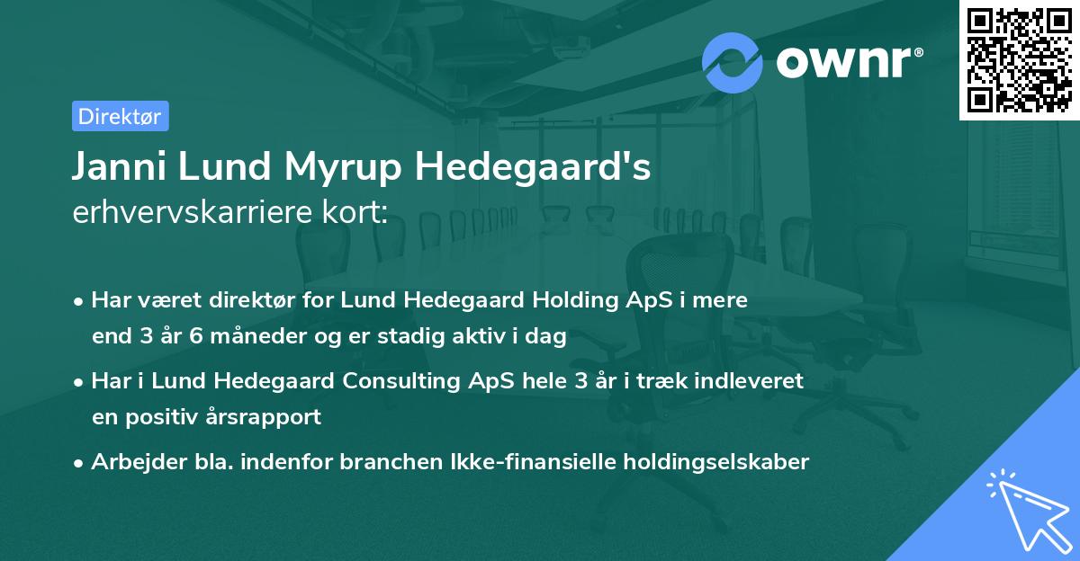 Janni Lund Myrup Hedegaard's erhvervskarriere kort