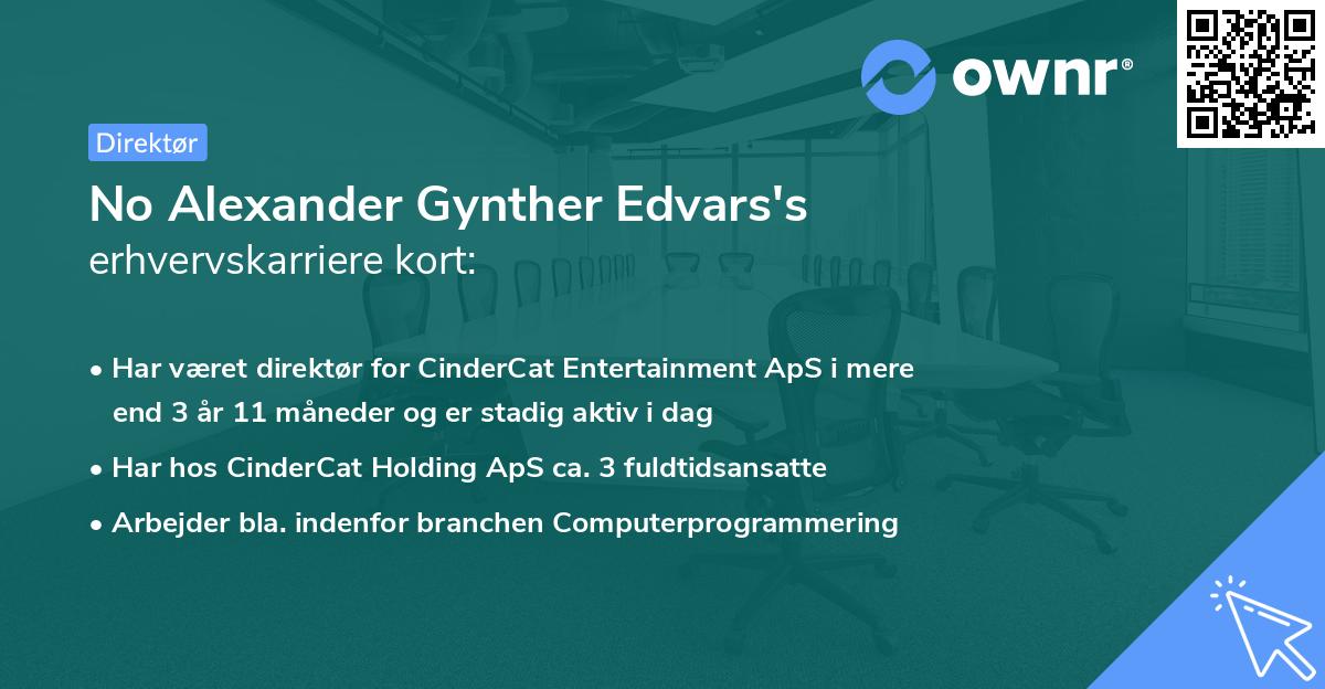 No Alexander Gynther Edvars's erhvervskarriere kort