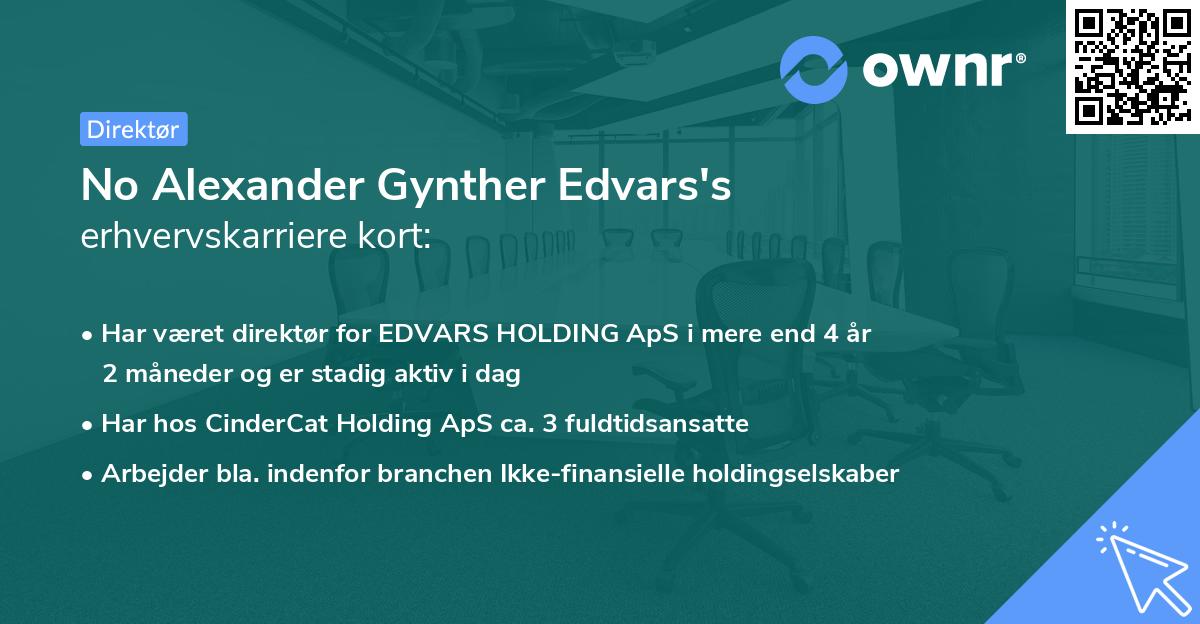 No Alexander Gynther Edvars's erhvervskarriere kort