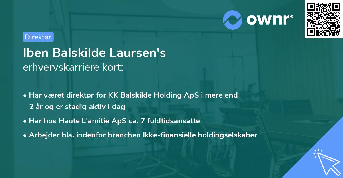 Iben Balskilde Laursen's erhvervskarriere kort