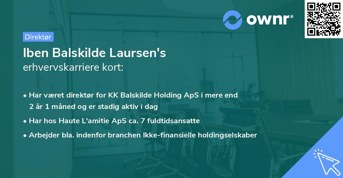 Iben Balskilde Laursen's erhvervskarriere kort