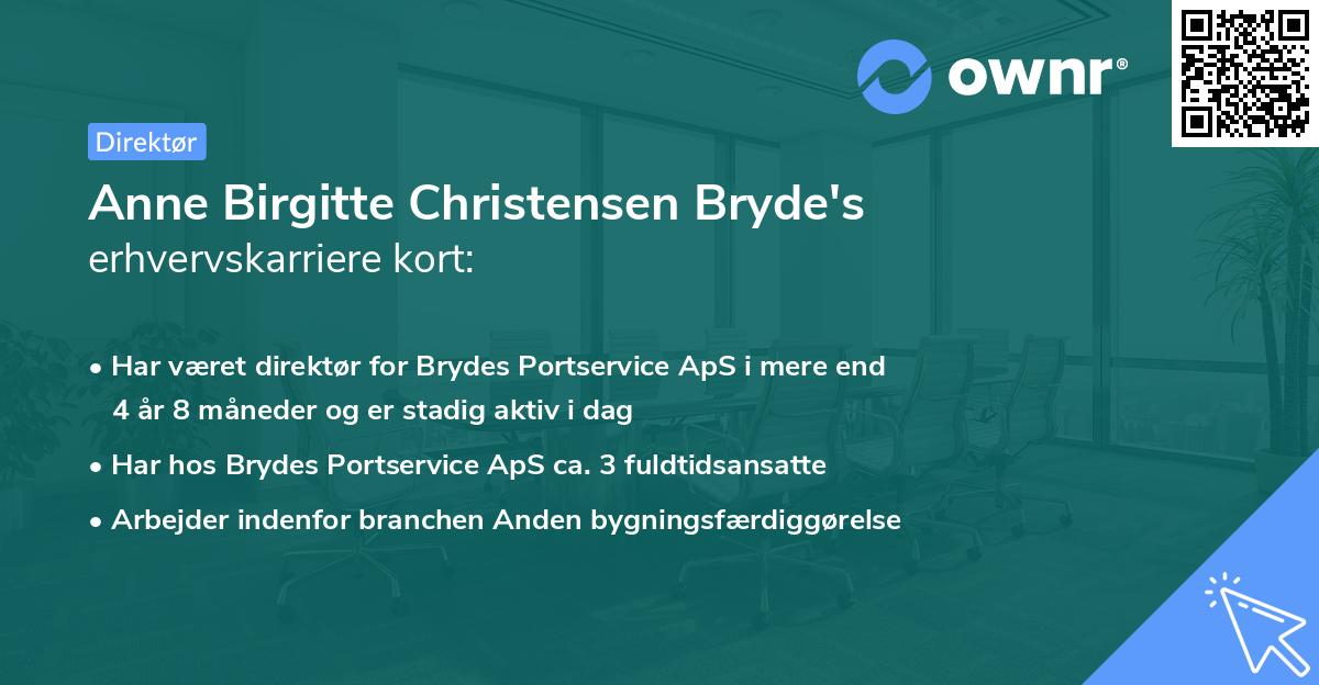 Anne Birgitte Christensen Bryde's erhvervskarriere kort