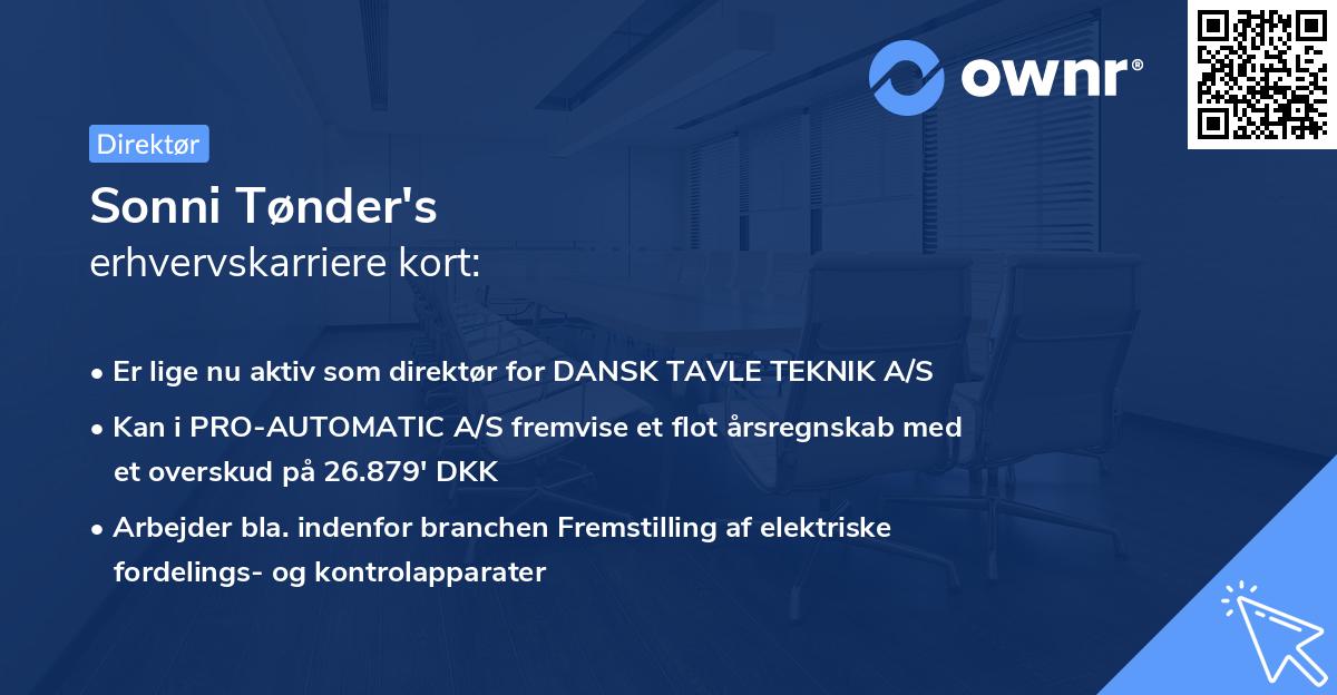 Sonni Tønder's erhvervskarriere kort