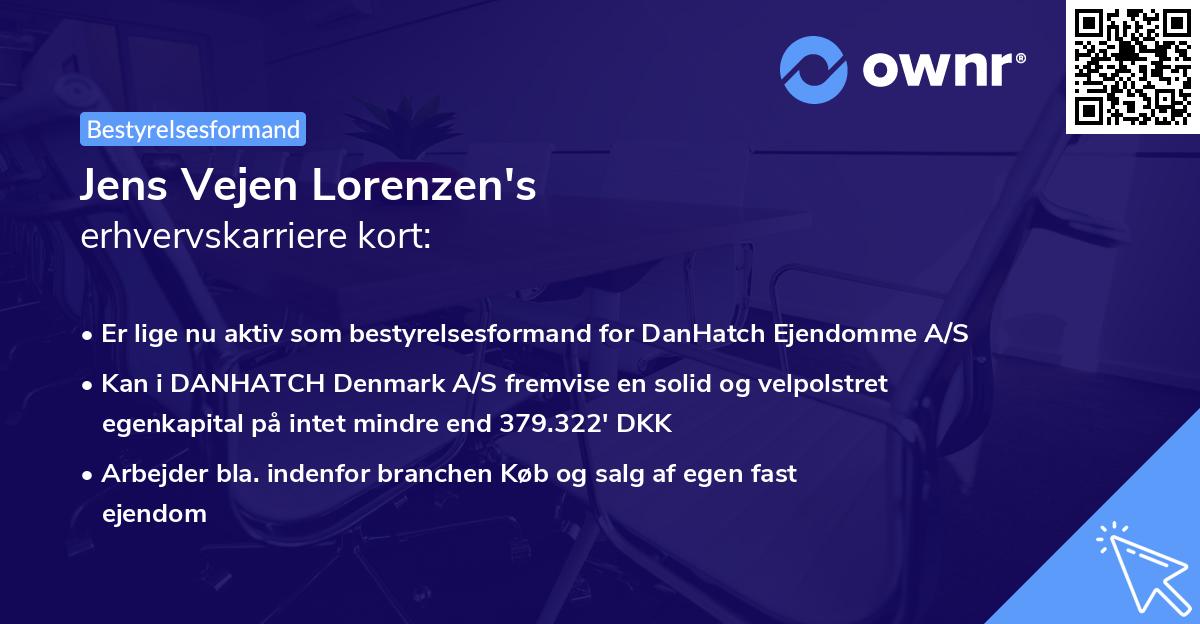 Jens Vejen Lorenzen's erhvervskarriere kort
