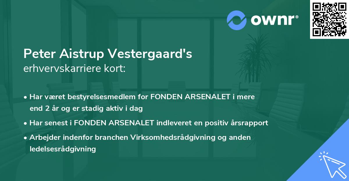 Peter Aistrup Vestergaard's erhvervskarriere kort