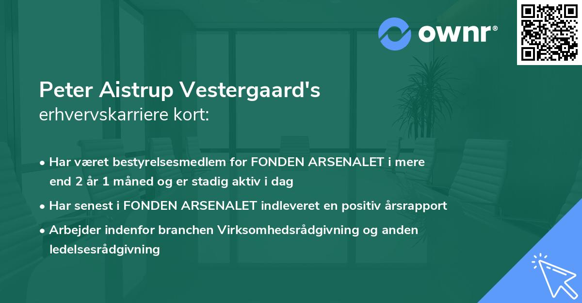 Peter Aistrup Vestergaard's erhvervskarriere kort