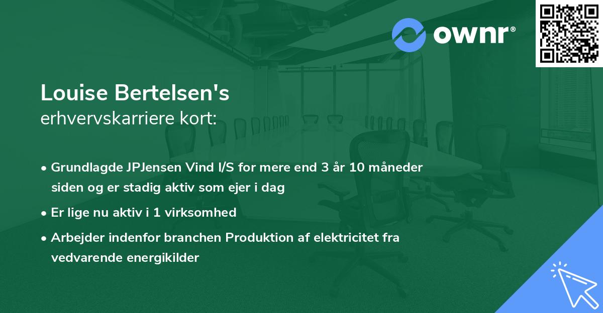 Louise Bertelsen's erhvervskarriere kort