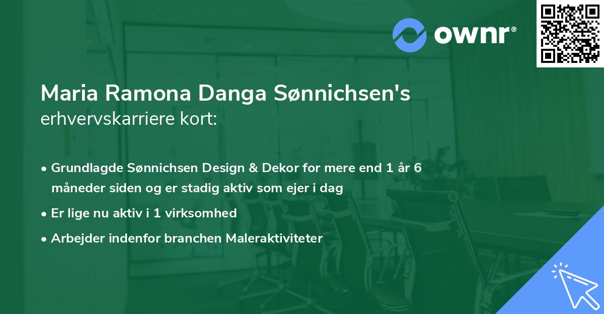 Maria Ramona Danga Sønnichsen's erhvervskarriere kort